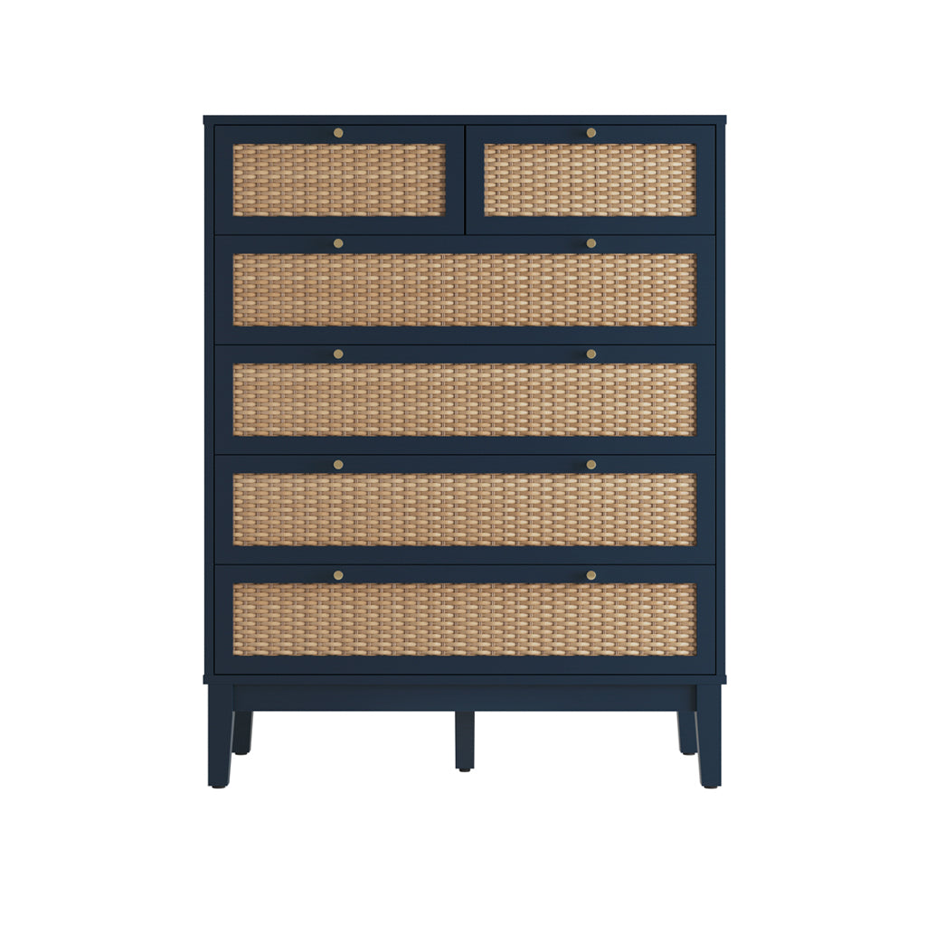 Bordeaux Navy Rattan Chest of Drawers