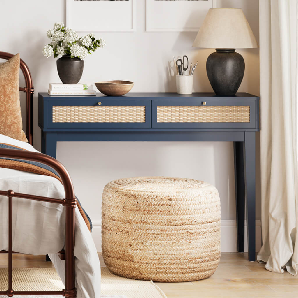Bordeaux Navy Rattan Dressing Table