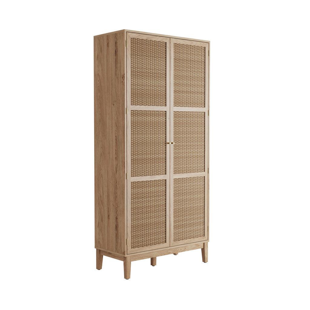 Bordeaux Oak 2 Door Rattan Wardrobe