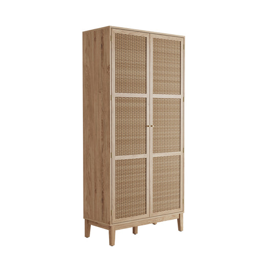 Bordeaux Oak 2 Door Rattan Wardrobe