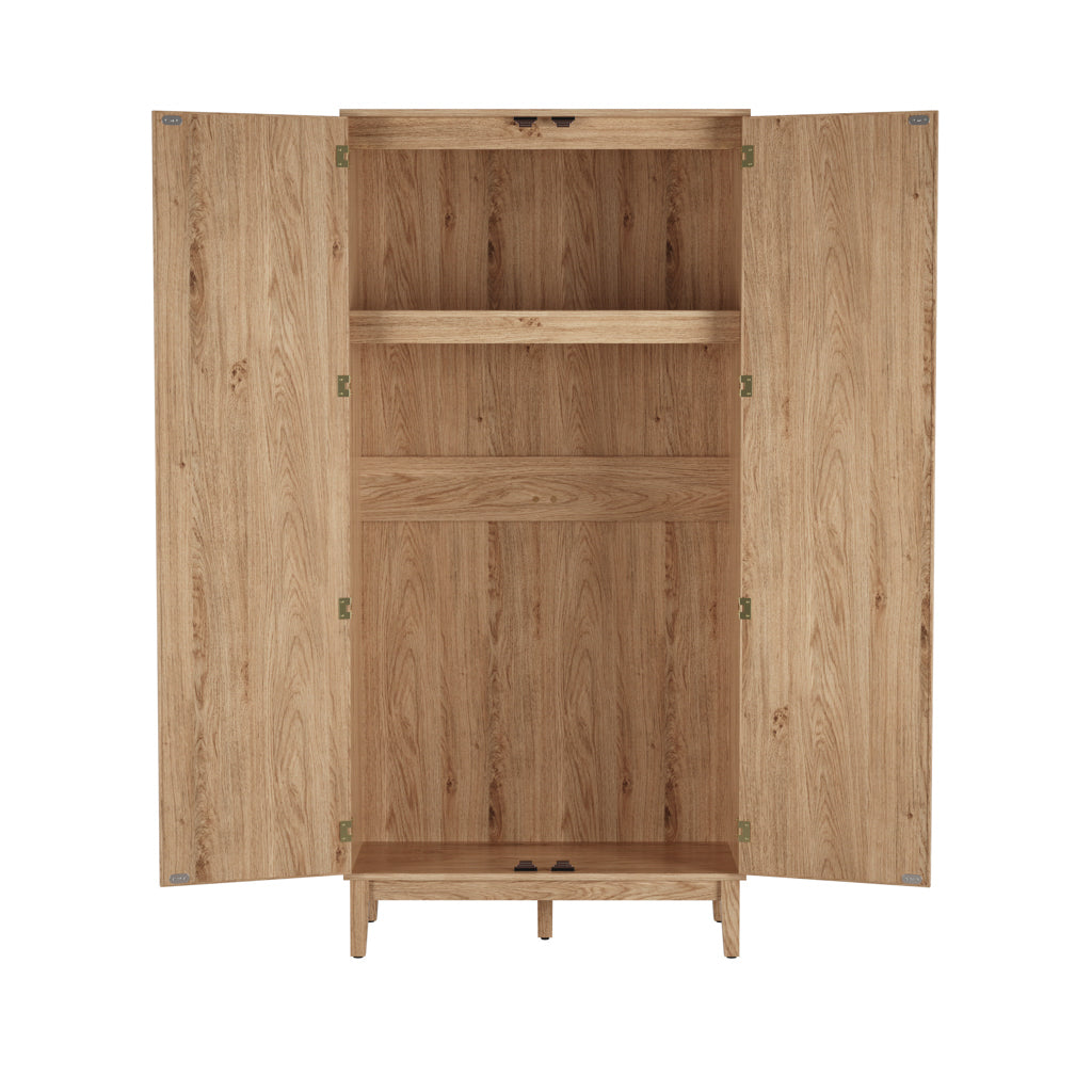 Bordeaux Oak 2 Door Rattan Wardrobe