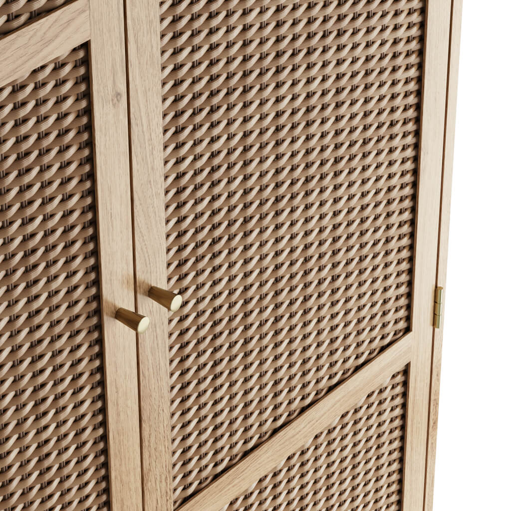 Bordeaux Oak 2 Door Rattan Wardrobe