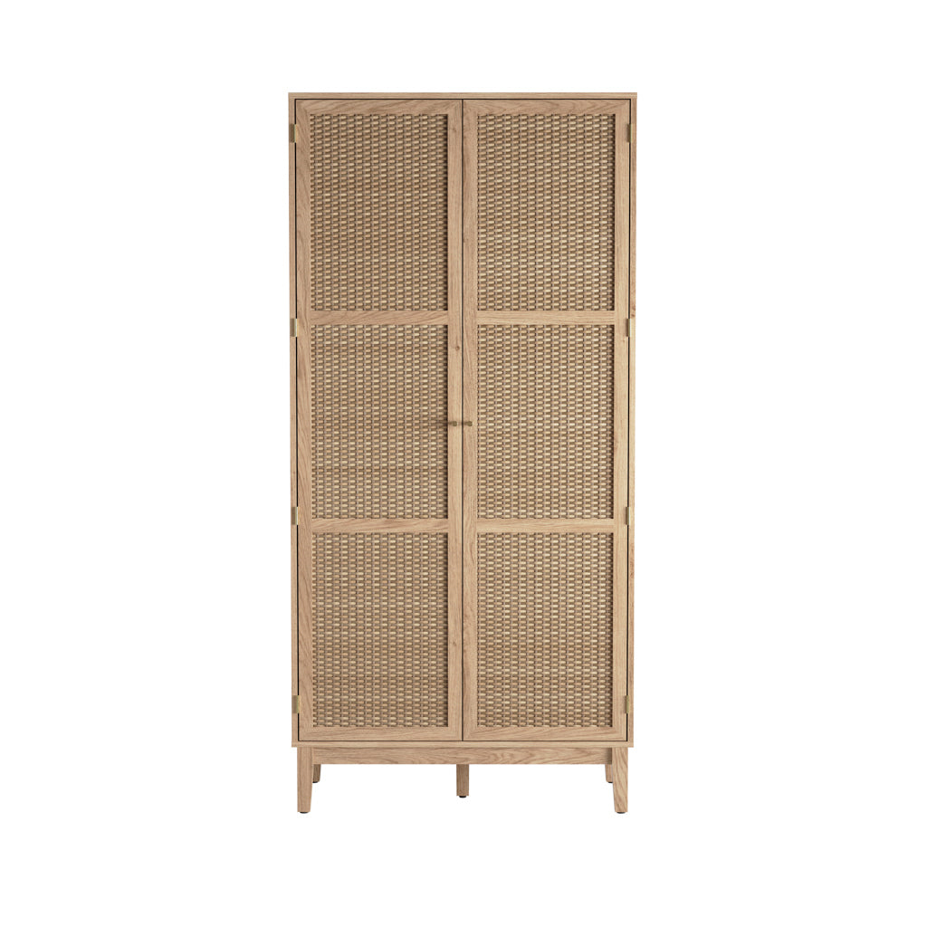 Bordeaux Oak 2 Door Rattan Wardrobe