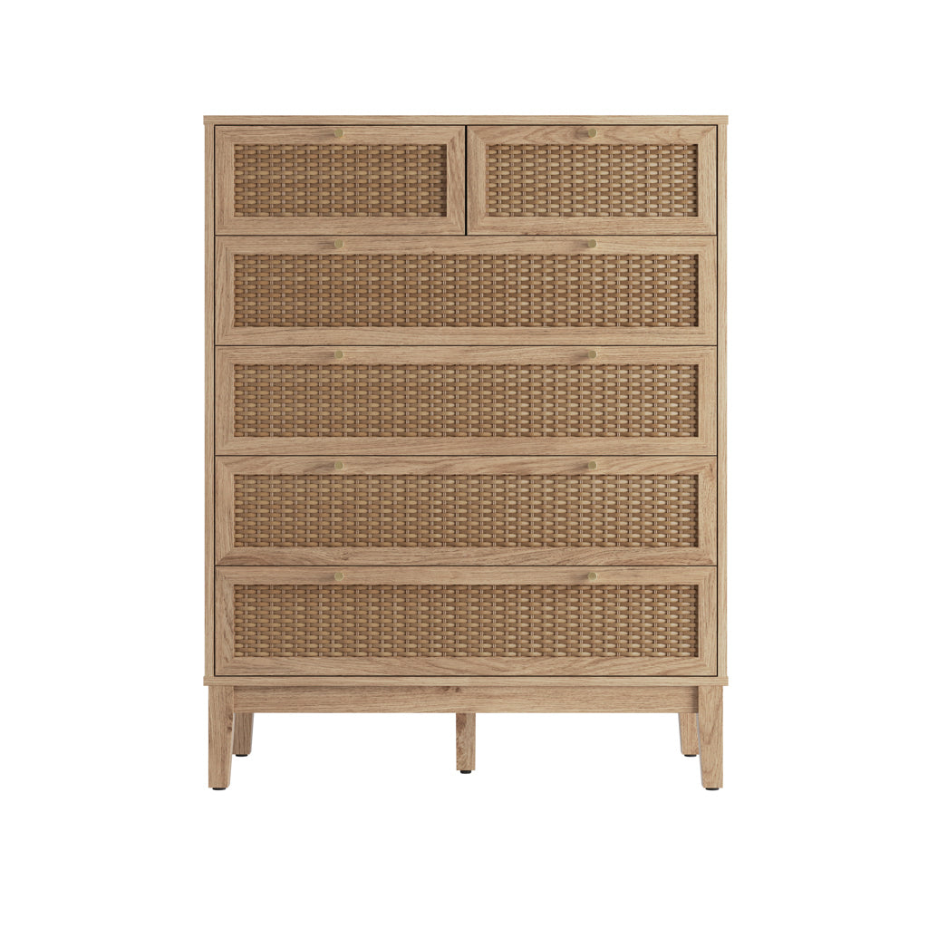 Bordeaux Oak Rattan Chest of Drawers