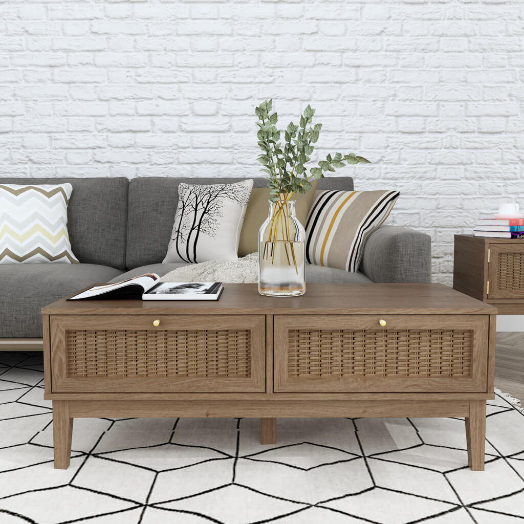 Bordeaux Oak Rattan Coffee Table