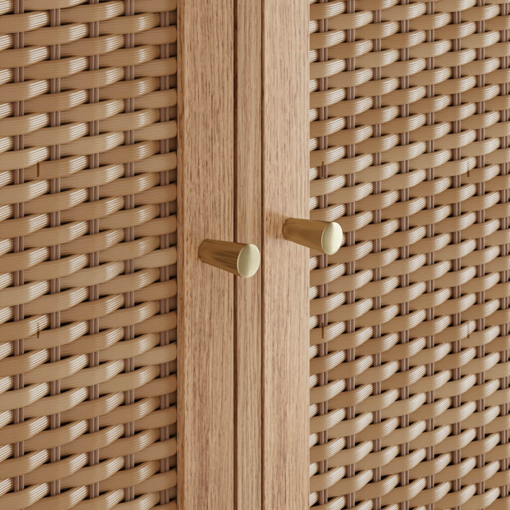 Bordeaux Oak Rattan Large Sideboard