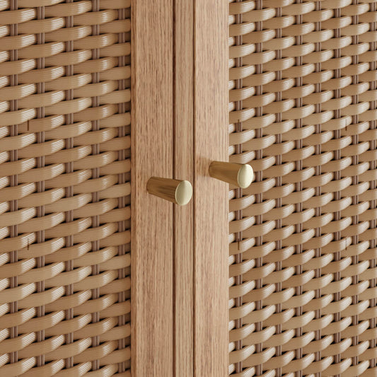 Bordeaux Oak Rattan Large Sideboard
