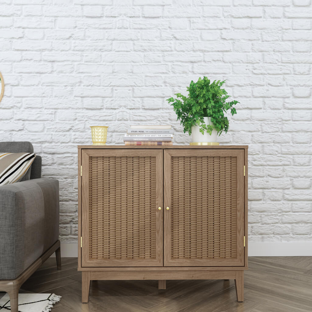Bordeaux Oak Rattan Small Sideboard