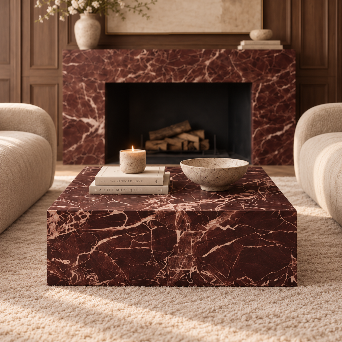 San Leo Rectangular Red Burgundy Coffee Table