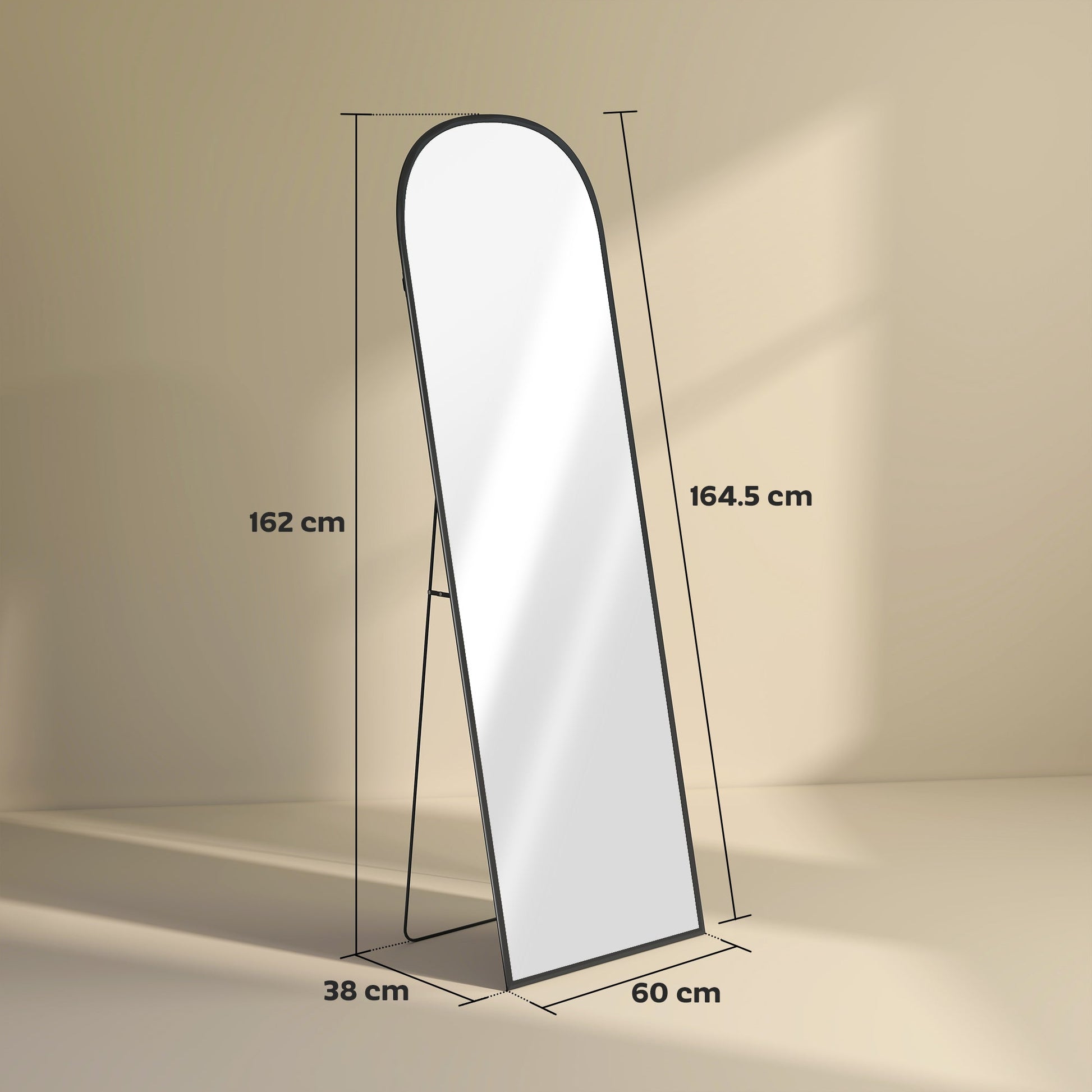 Aluminium Frame Standing Mirror - Black