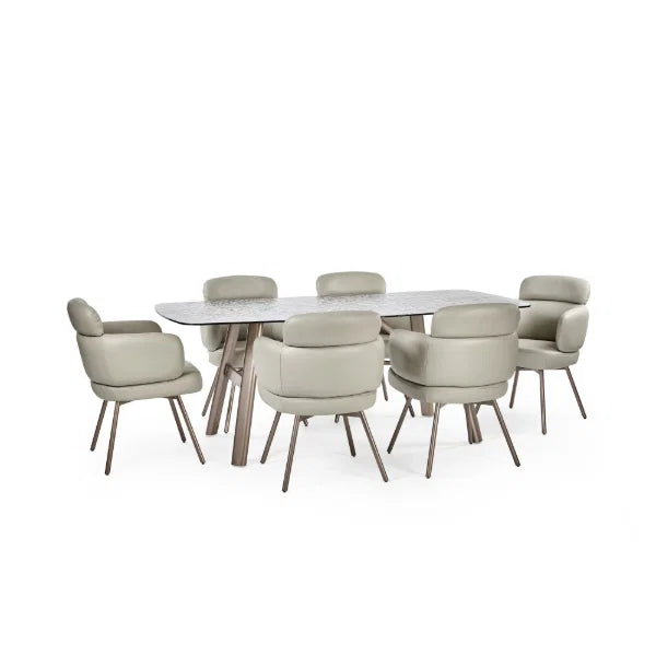 Capello Smoked Bubble Glass Dining Table 200cm
