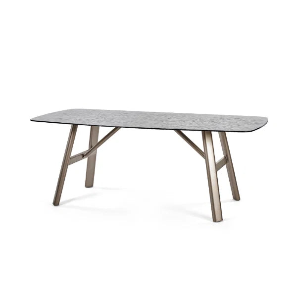 Capello Smoked Bubble Glass Dining Table 200cm