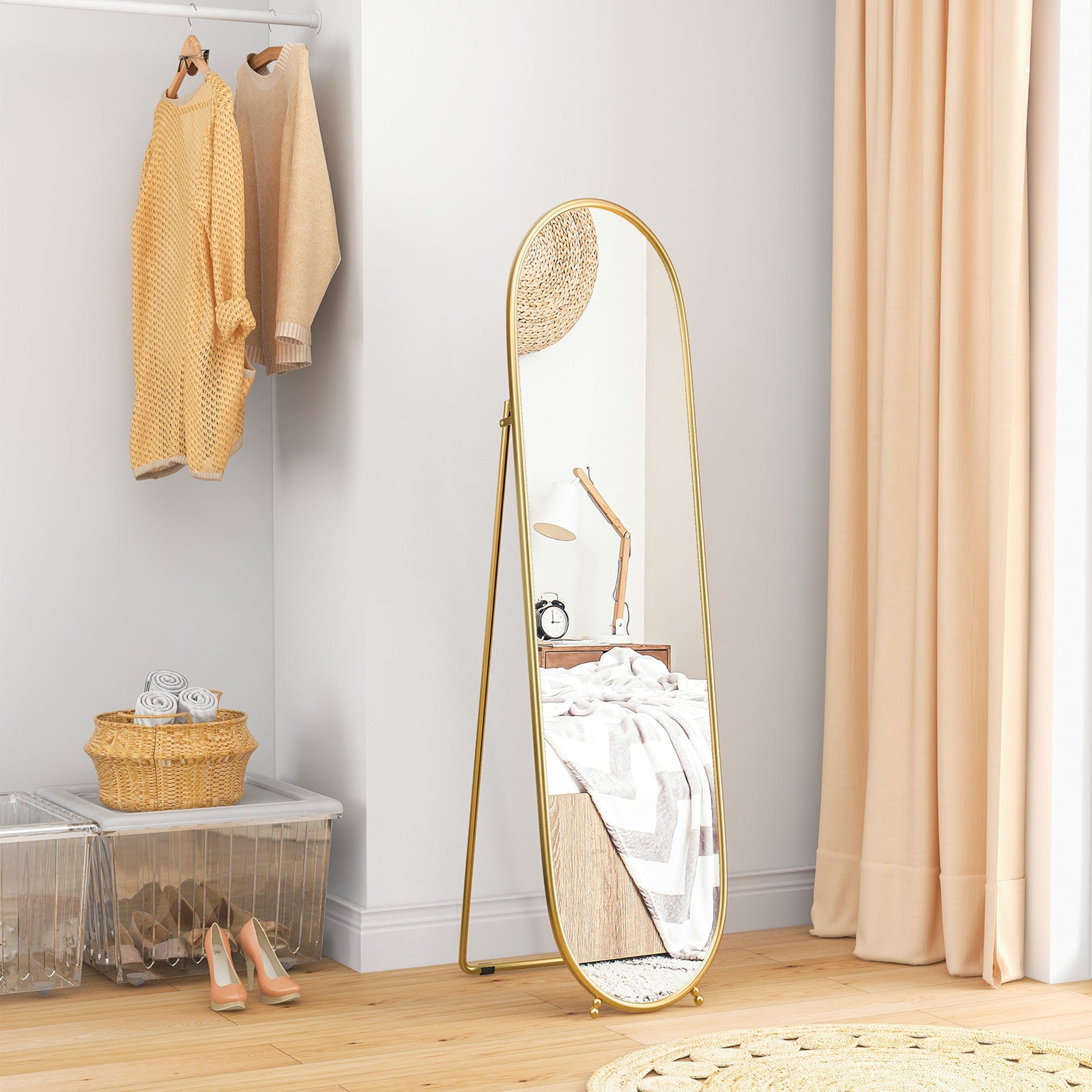 Two-Way Curved Full Length Mirror - Gold Tone