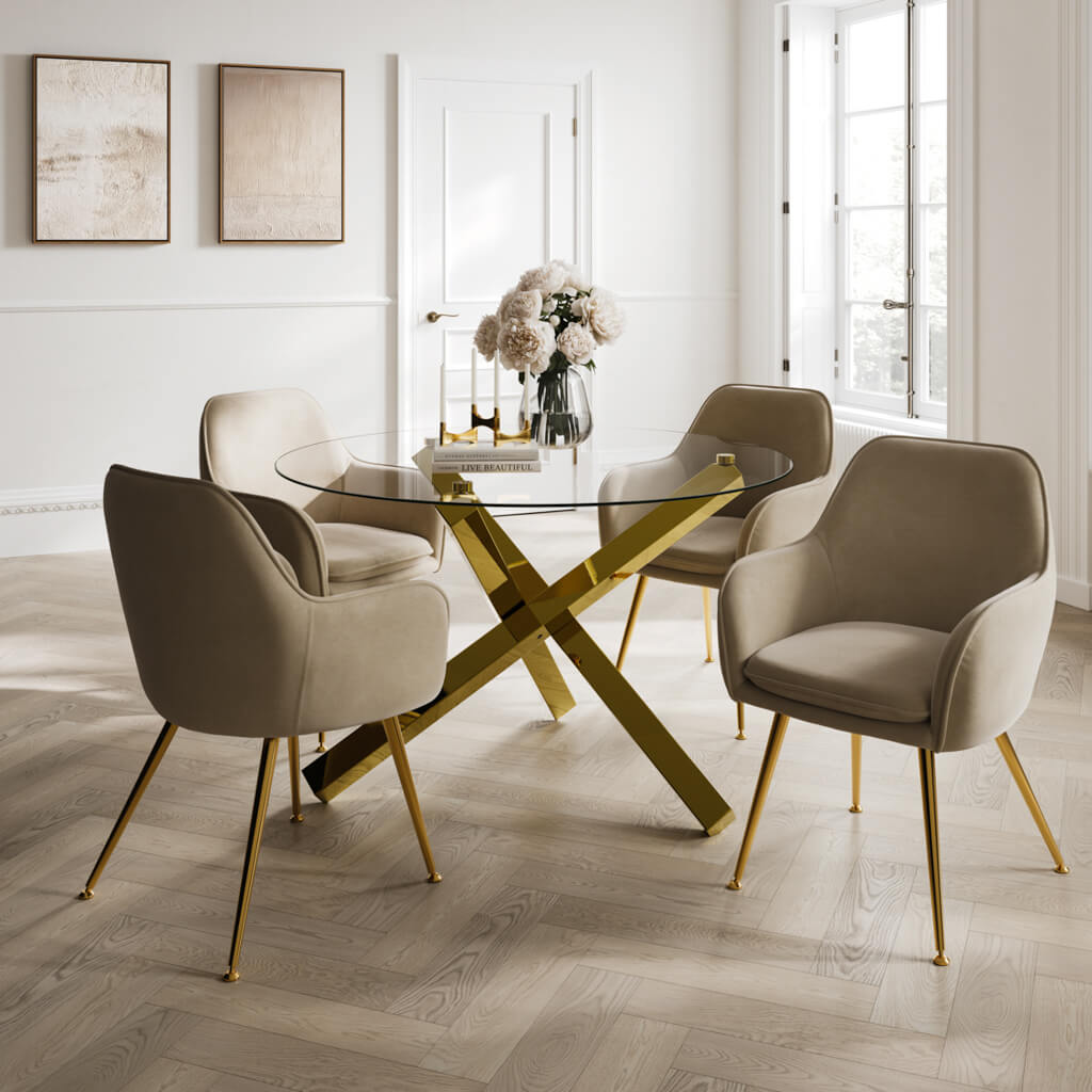 Cyprus Glass & Gold Dining Table 120cm