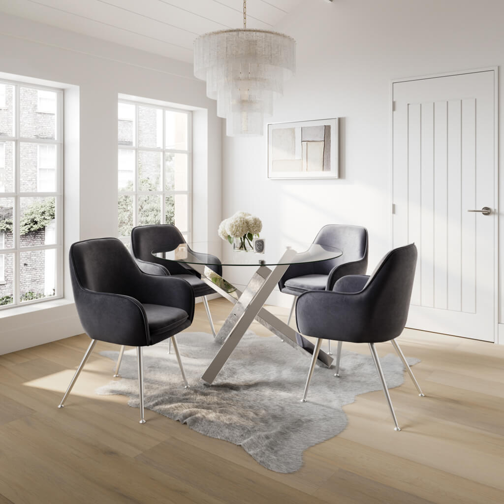 Cyprus Glass & Sliver Dining Table 120cm