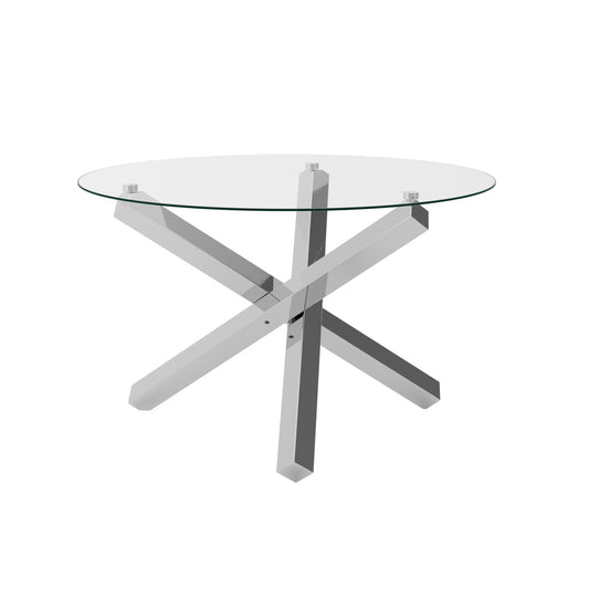 Cyprus Glass & Sliver Dining Table 120cm