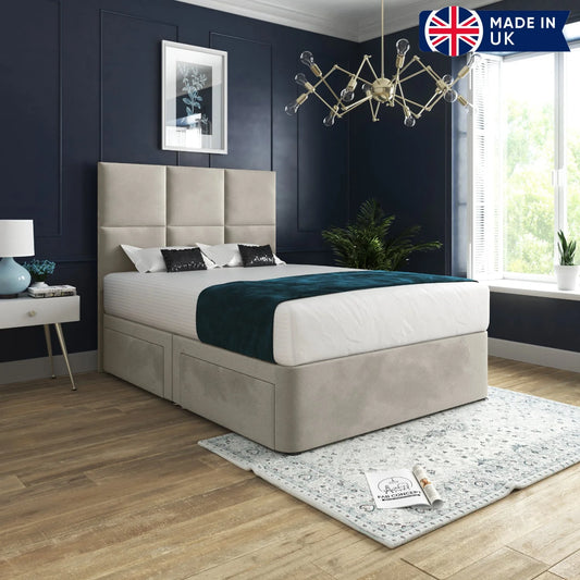 Camara Upholstered Floor Standing Headboard With Divan Bed Frame