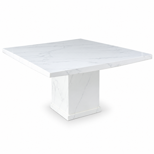 Alessandria Square White Marble Dining Table - 140cm