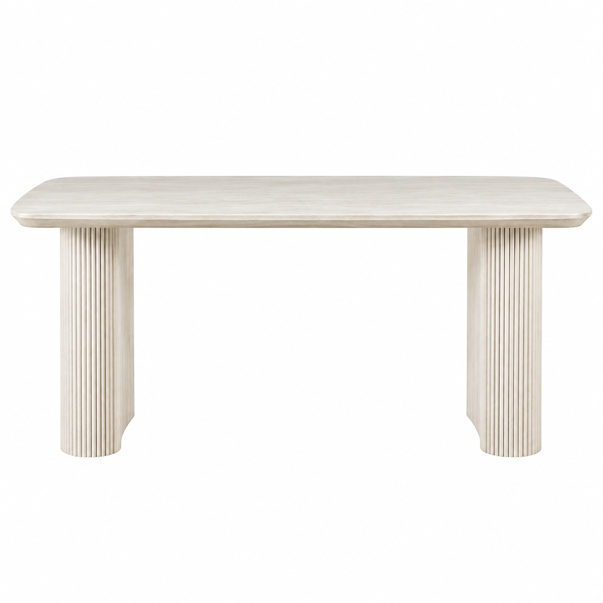 Riccardo 160cm White Oval Dining Table with Fluted Ribbed Double Pedestal Base