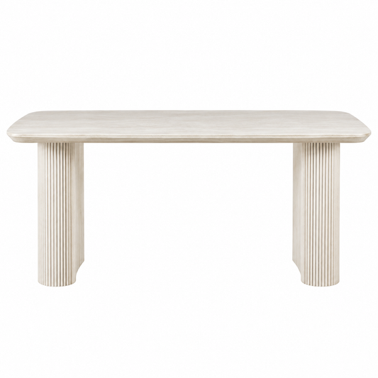 Riccardo 160cm White Oval Dining Table with Fluted Ribbed Double Pedestal Base