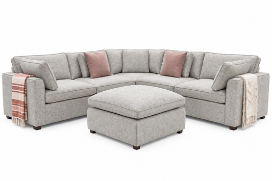 Santorini Sofa Grey Large Corner with Footstool