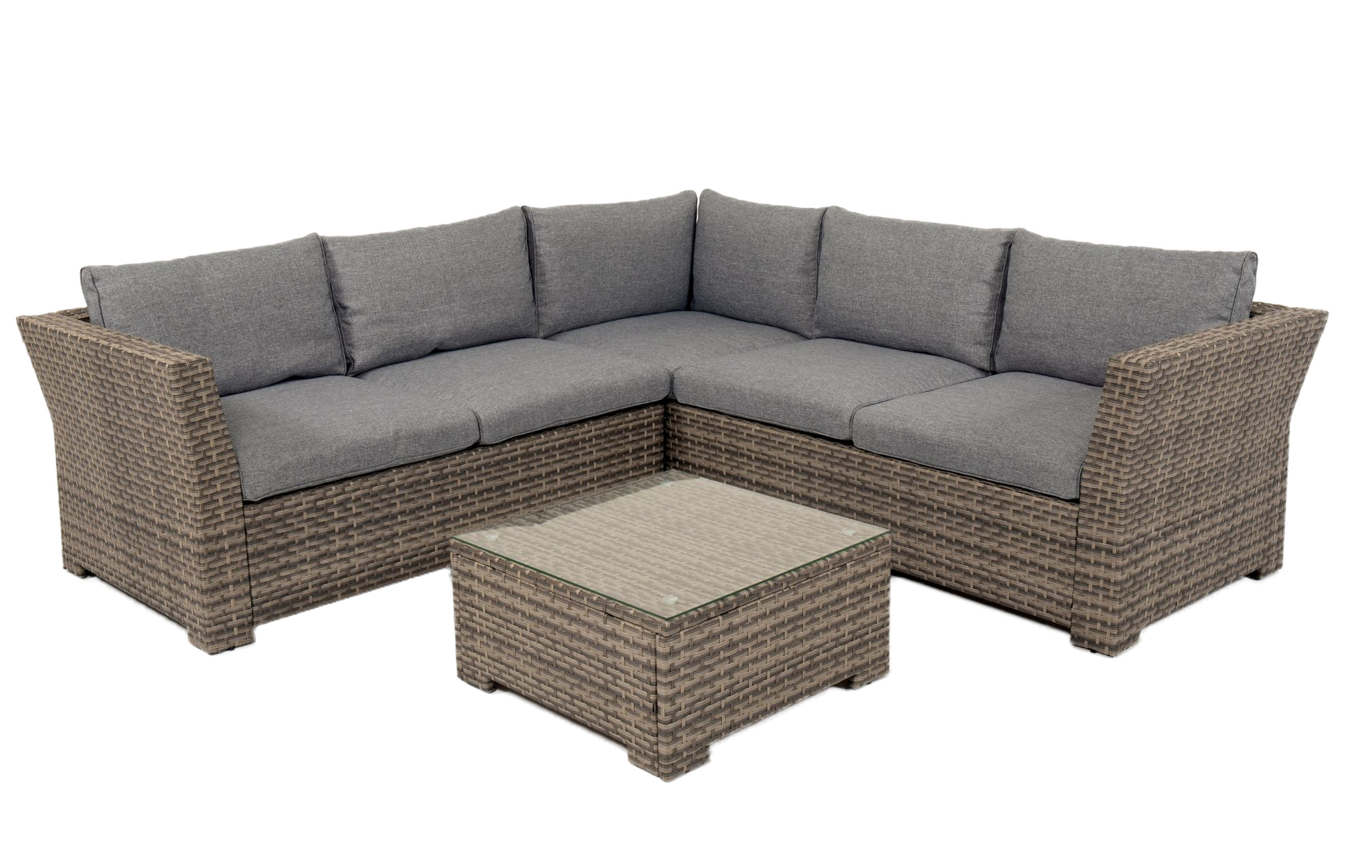 Chesterton Grey 5 Seater Corner Rattan Garden Sofa Lounge Set and Cover Bundle