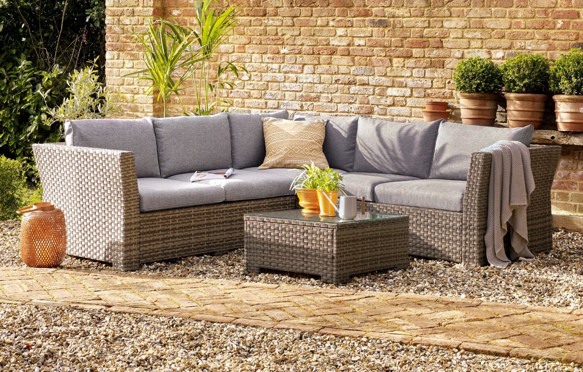 Chesterton Grey 5 Seater Polyrattan Corner Garden Sofa Set