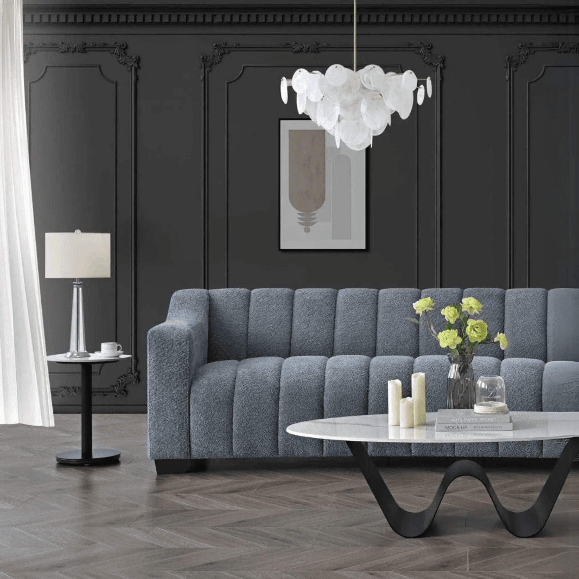 Josephine 3 Seater Sofa in Iron Boucle Fabric