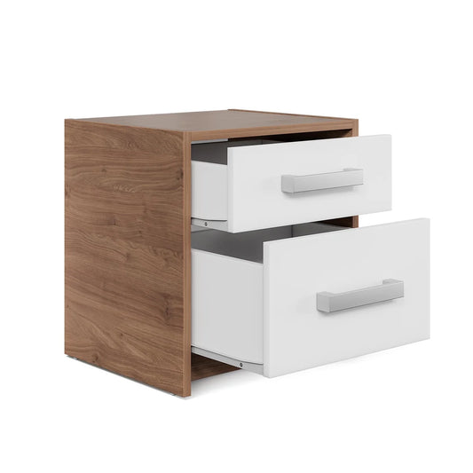 Bedside Table Oakridge 2D - White / Oak