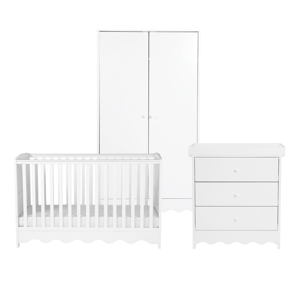 3 Piece Nursery Cloud 9 White Bedroom Furniture Set