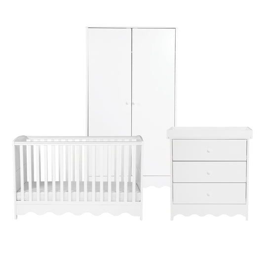 3 Piece Nursery Cloud 9 White Bedroom Furniture Set