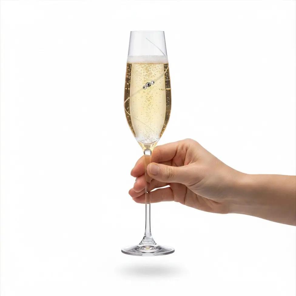 Diamante Champagne Flutes with Swarovski Crystals  - Gift Box of 6