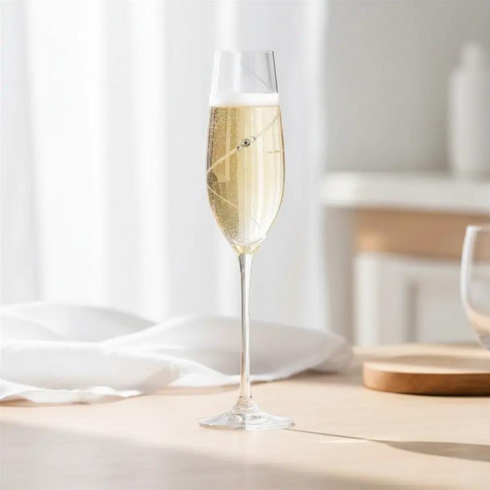 Diamante Champagne Flutes with Swarovski Crystals  - Gift Box of 6