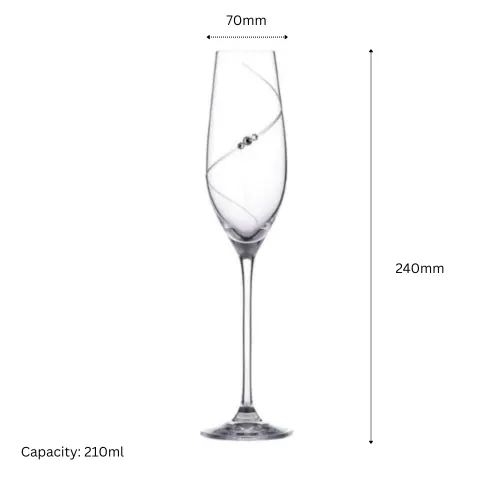 Diamante Champagne Flutes with Swarovski Crystals  - Gift Box of 6