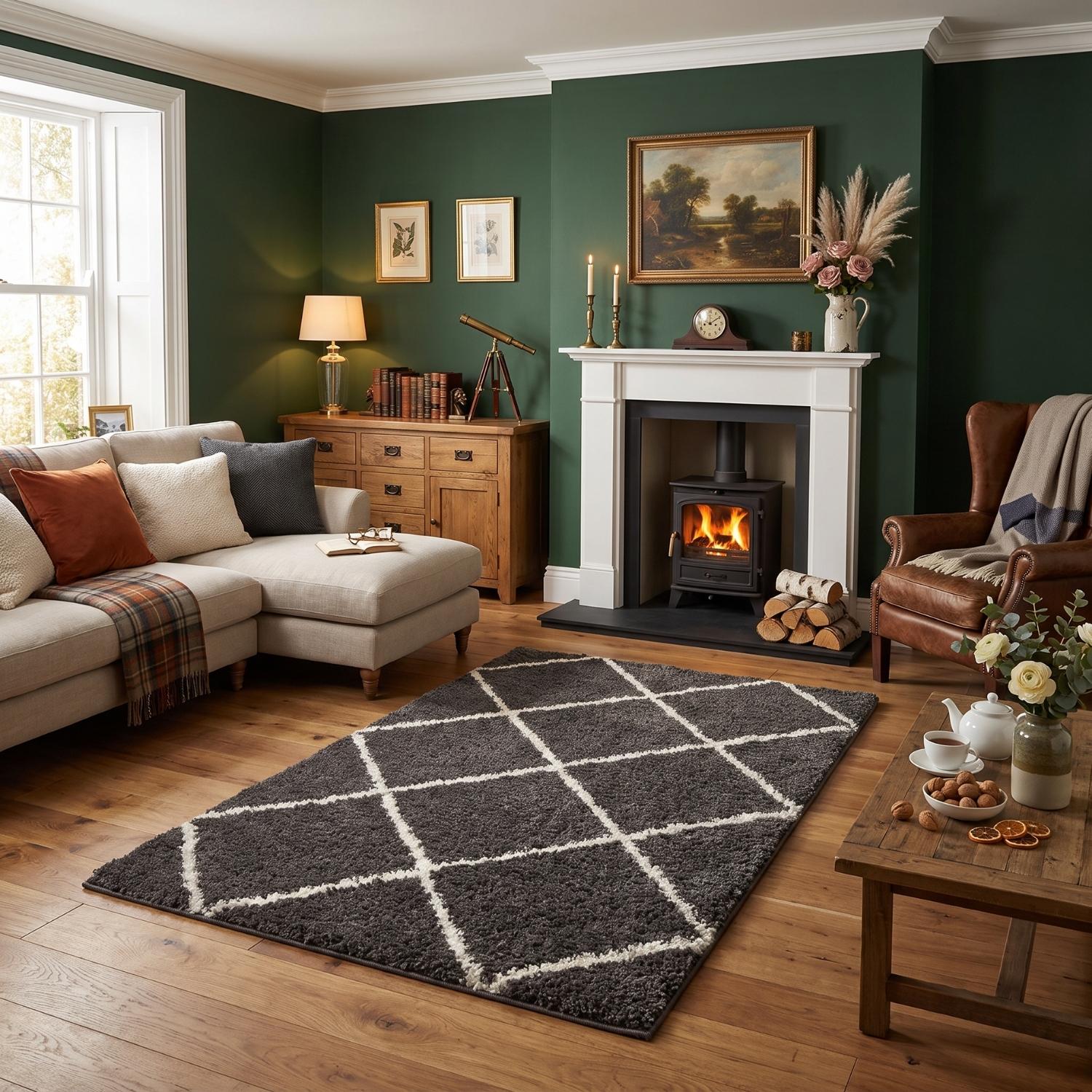 Moroccan Dark Grey Shaggy Rug | 540
