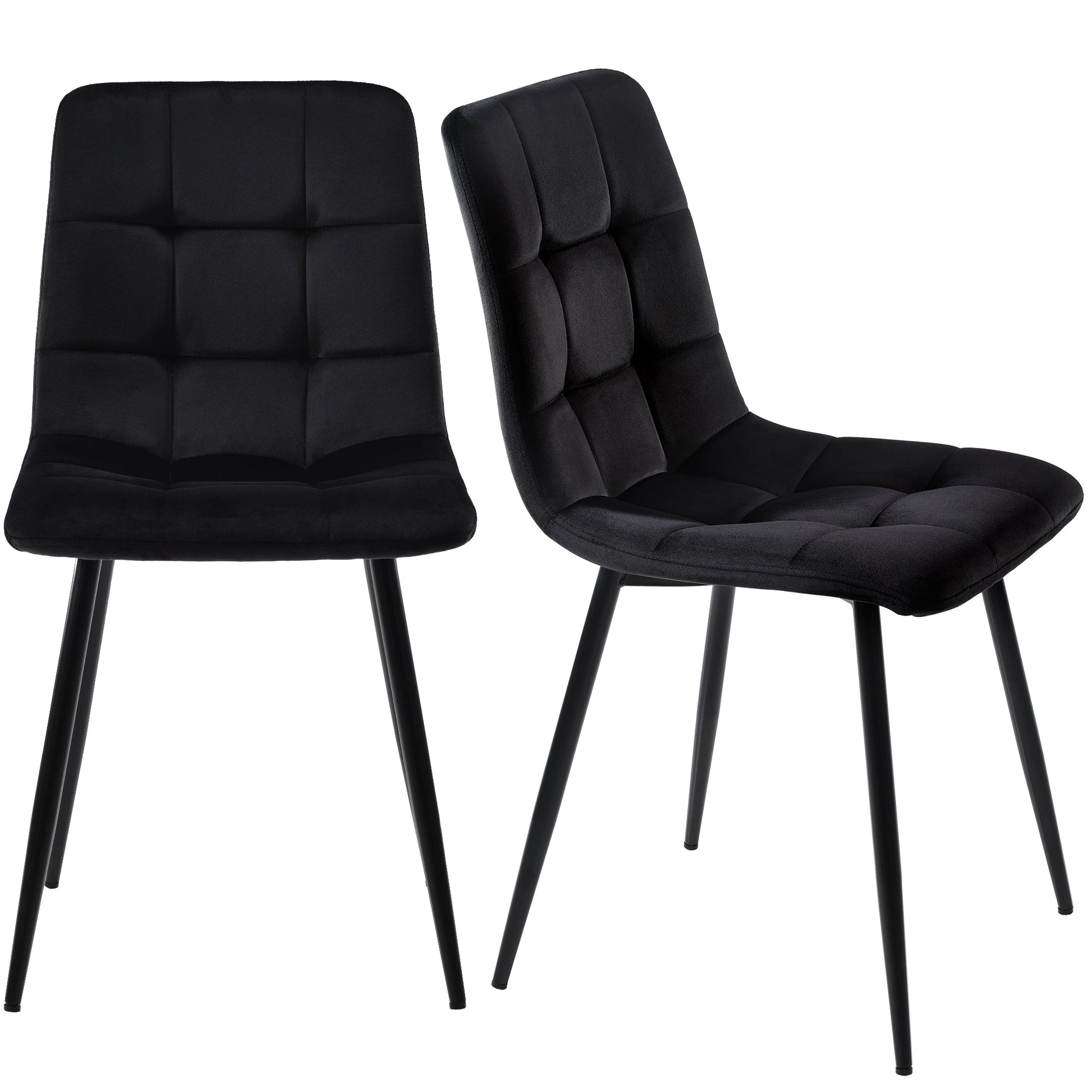 Modern Marble Effect Dining Table Set with 4 Soft Velvet Chairs Black