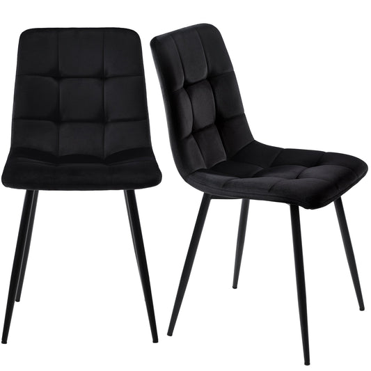 Modern Marble Effect Dining Table Set with 4 Soft Velvet Chairs Black