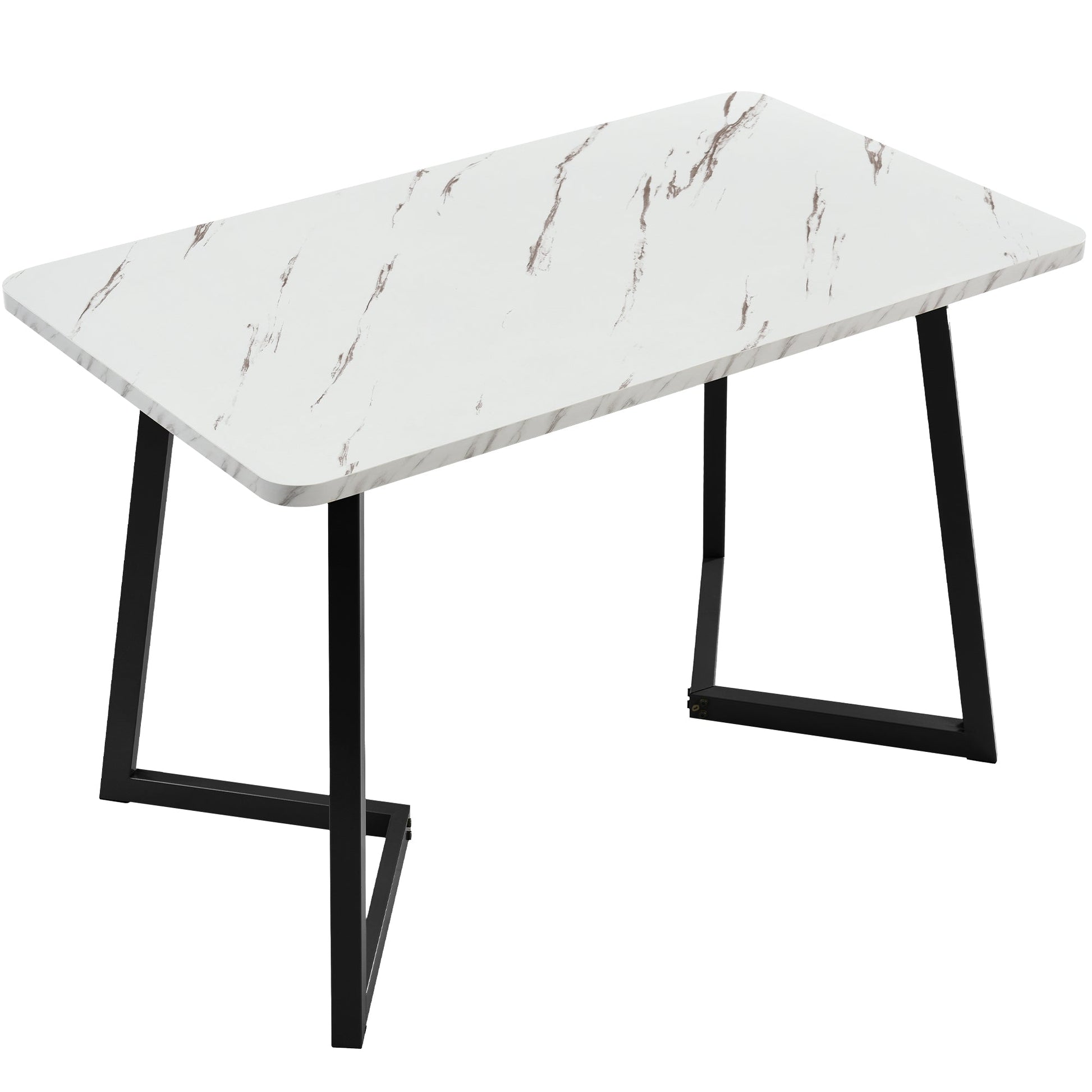 Modern Marble Effect Dining Table Set with 4 Velvet Chairs Dark Grey