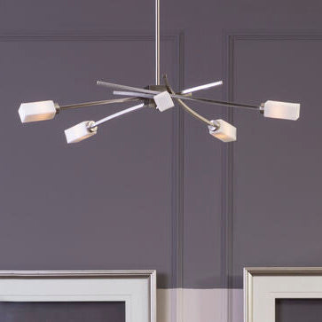 Abira Silver Finish and Frosted Glass 5 Bulb Pendant Light