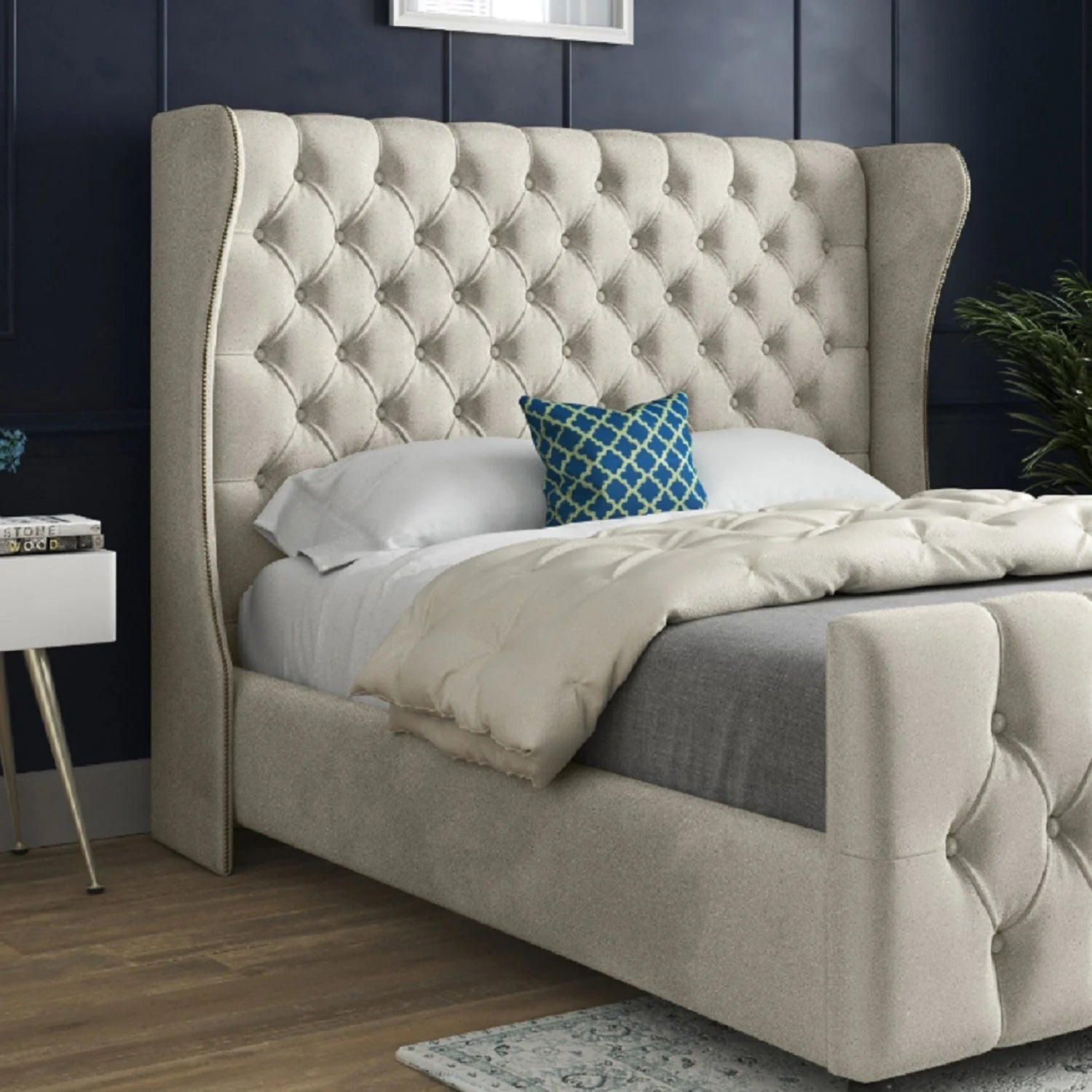 Dorothy Straight Curved Top Upholstered Bed Frame