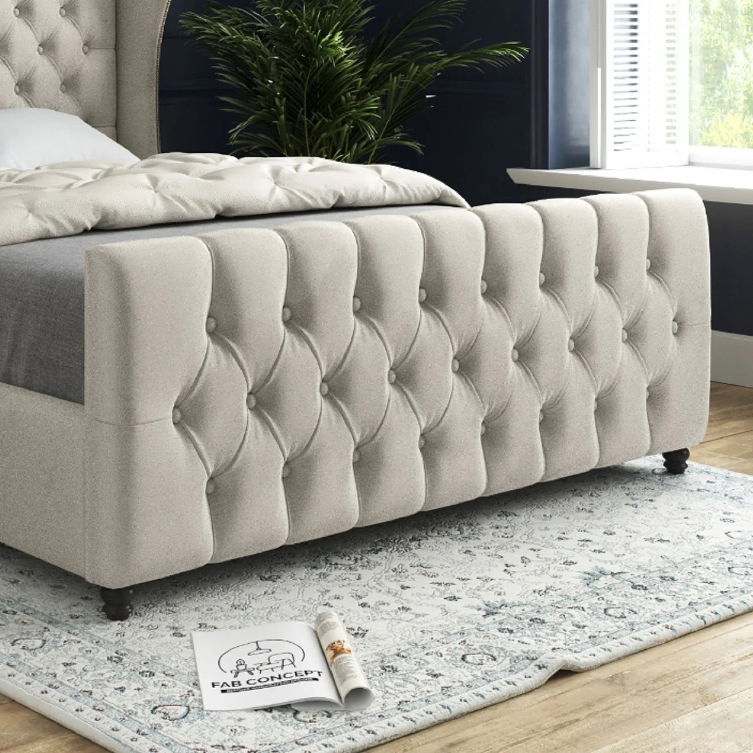 Dorothy Straight Curved Top Upholstered Bed Frame