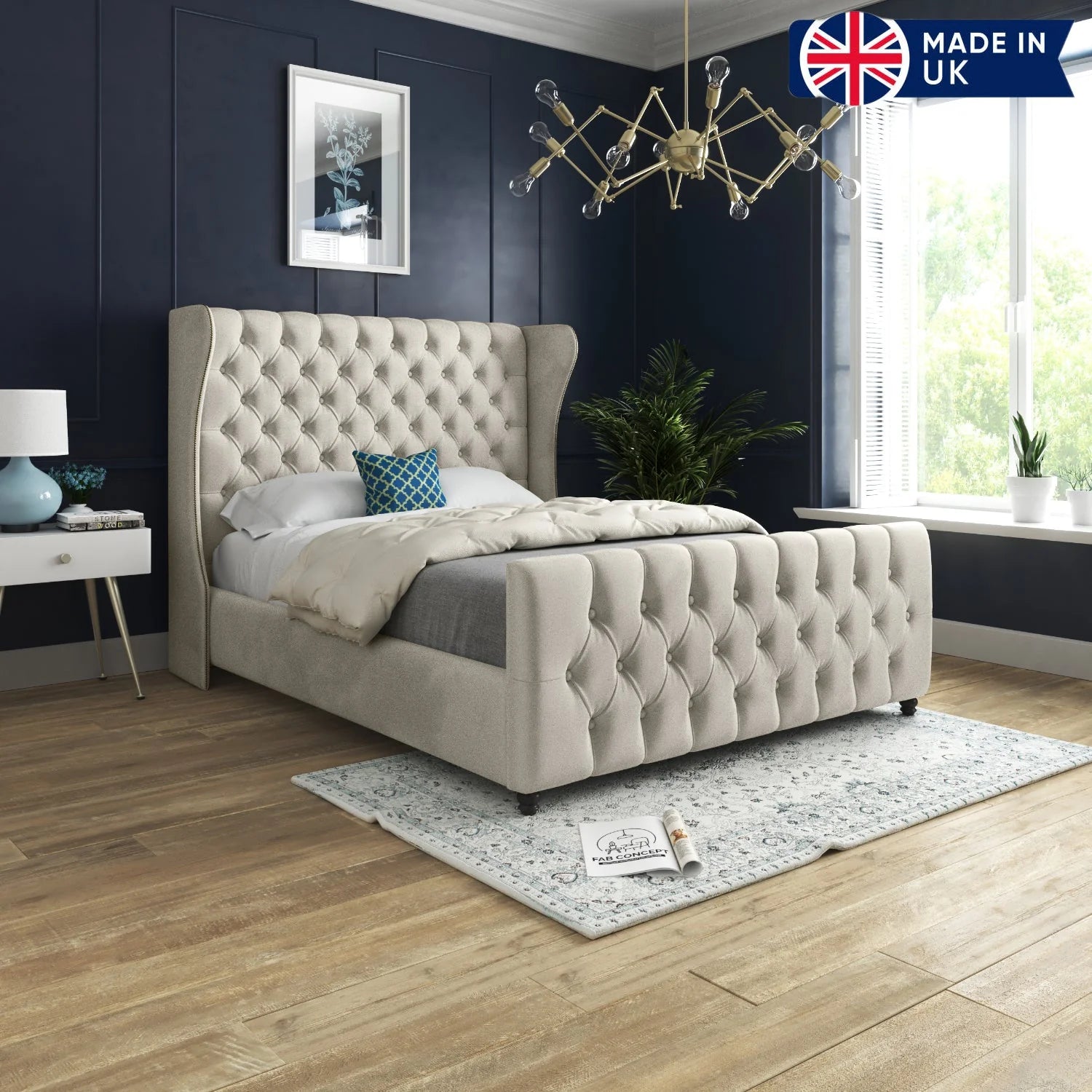 Dorothy Straight Curved Top Upholstered Bed Frame