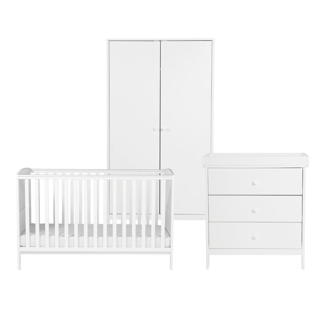 3 Piece Nursery Bloom White Bedroom Furniture Set