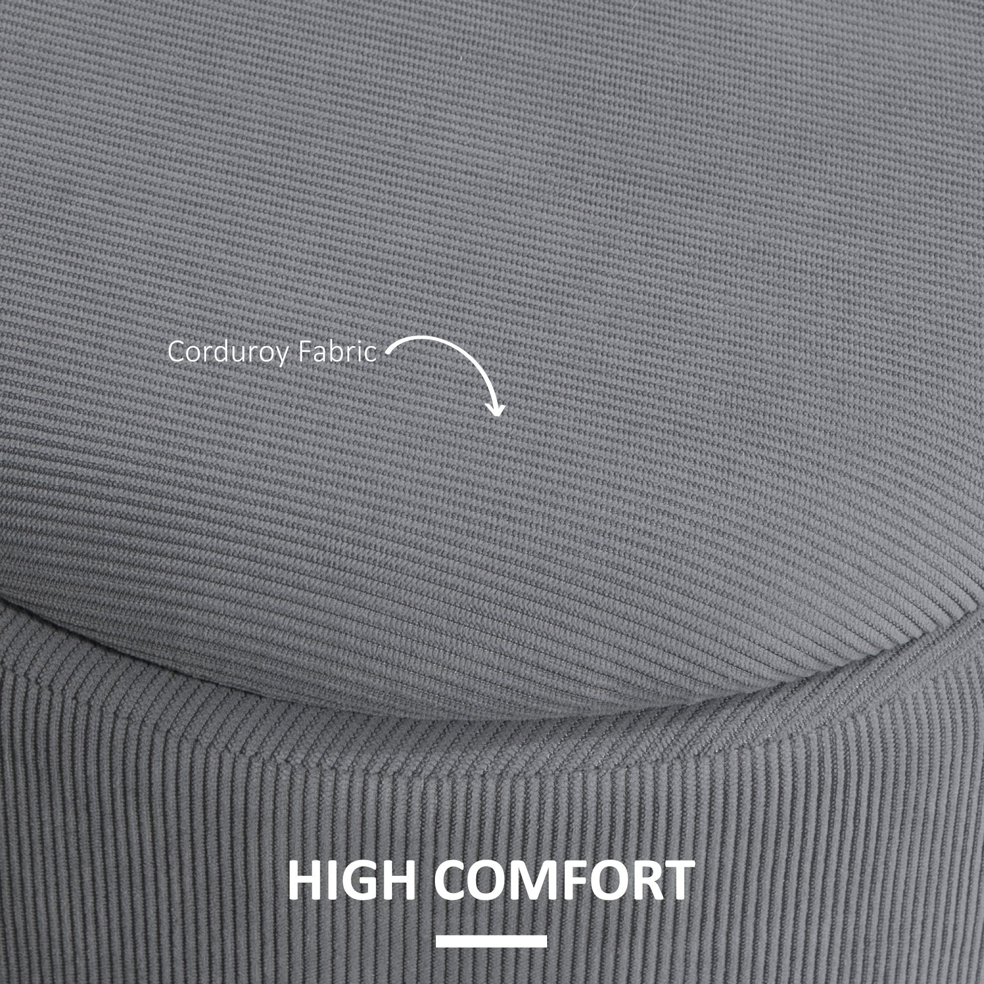Set of Two Corduroy Storage Ottomans - Grey