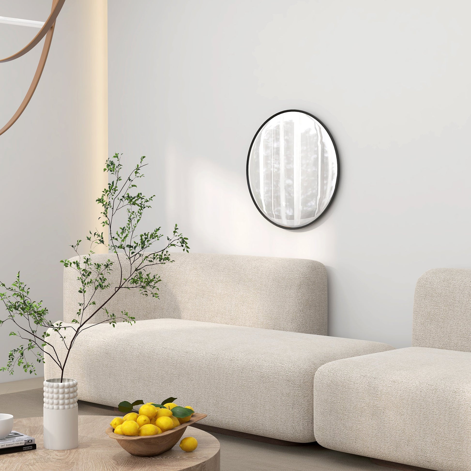 Decorative Wall Mirror for Bedroom Living Room, Modern Round Bathroom Mirror for Home Decor, Black