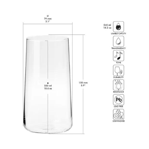 Krosno Highball Glasses - 550ml - Set of 6 - Avant-Garde Collection