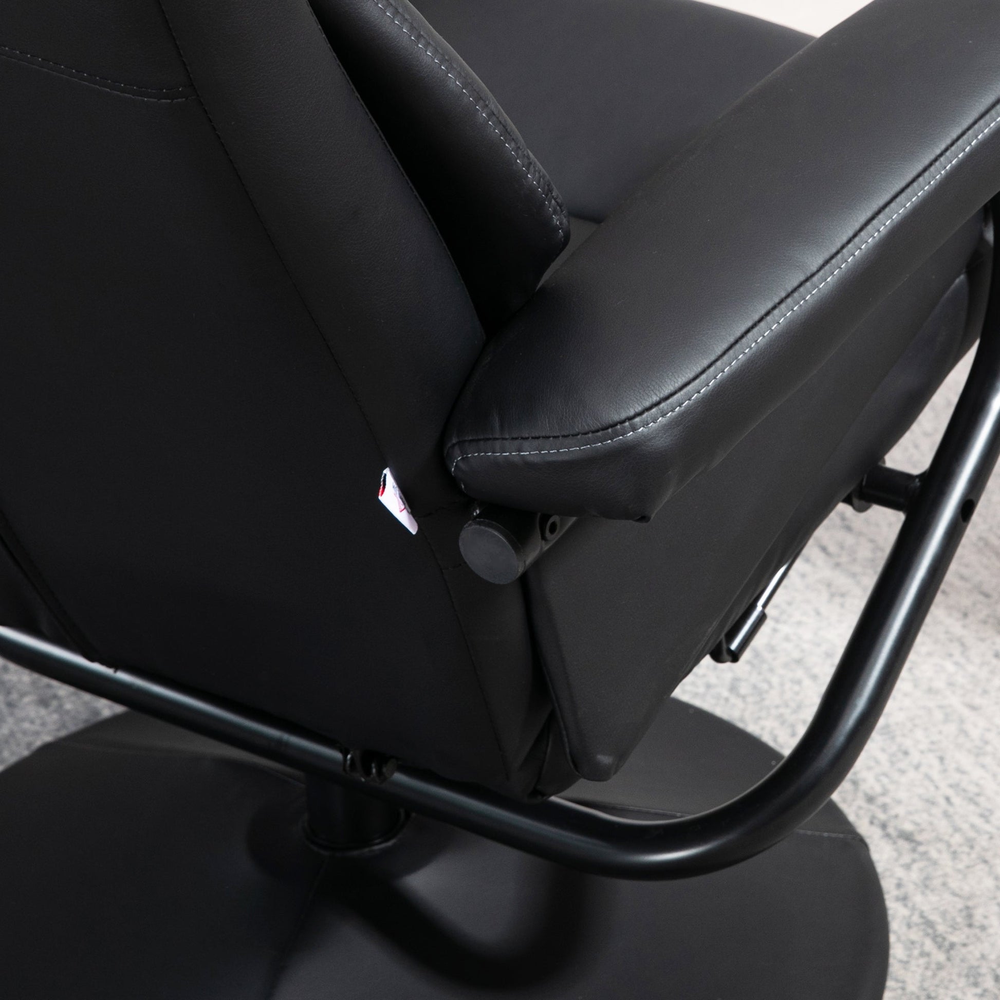 Swivel Recliner Chair with Footstool, PU Leather Recliner Armchair with Ottoman, Steel Base, Upholstered Reclining Chair for Living Room, Bedroom, Office, Black