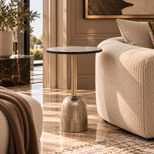 Inventivo Mosaic Top Side Table with Gold Finish Base