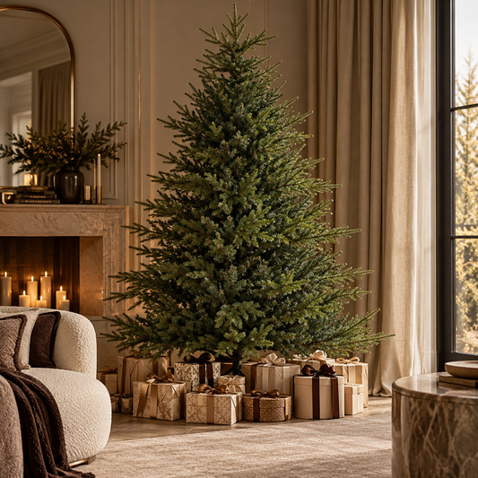 5 Ft Artificial Christmas Tree with Metal Base, Hinged Branches