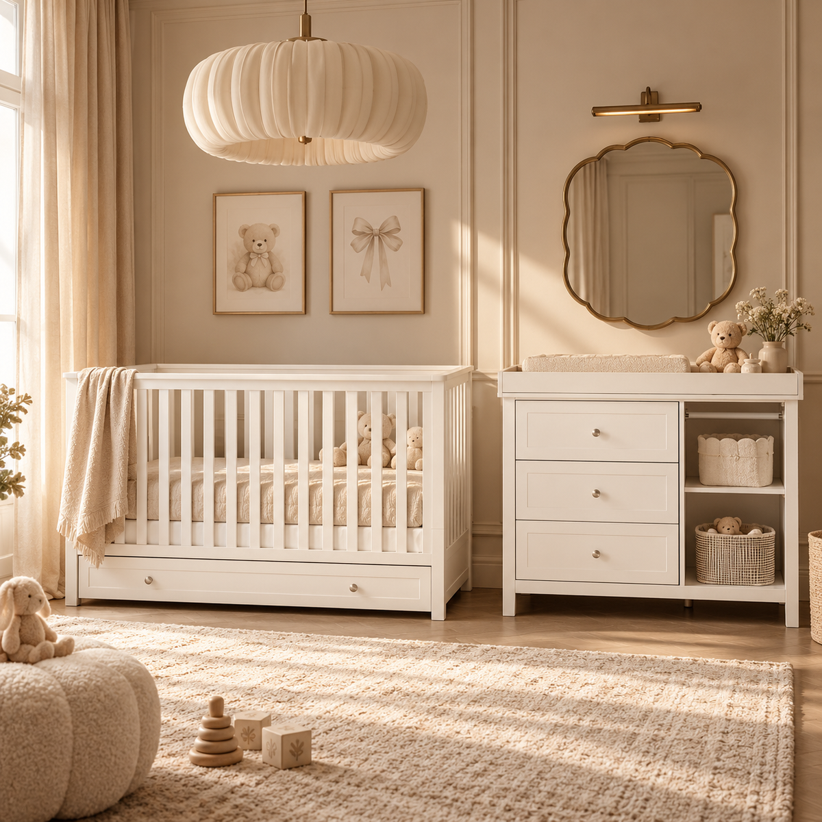 2 Piece Nursery Sleeping Meadow Cashmere Bedroom Furniture Set
